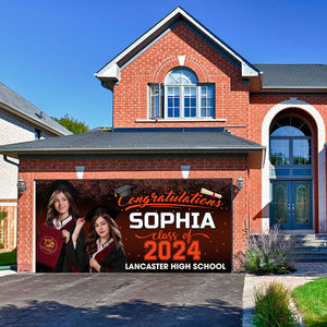 Congratulations Class Of 2024 - Personalized Background Color Single Garage, Garage Door Banner Covers - Banner Decorations