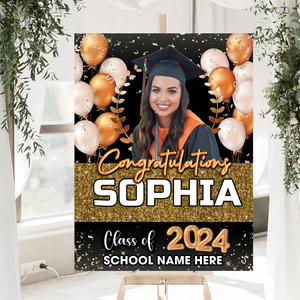 Custom Congratulations Class Of 2024 - Graduation Party Welcome Sign - Custom Photo Grad Party Sign - Personalized Graduation Decoration - Graduation Sign