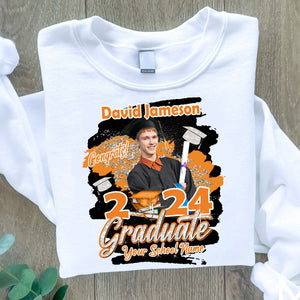 Congrats Graduate 2024 - Custom Photo And Texts Graduation Gift - Personalized T-Shirt