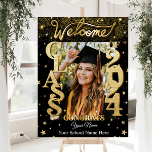 Custom Class Of 2024 - Graduation Party Welcome Sign - Custom Photo Grad Party Sign - Personalized Graduation Decoration - Graduation Sign