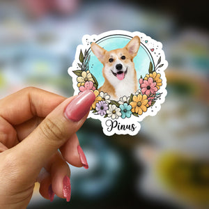 Personalized Cute Puppy Sticker, Custom Photo And Text Name, Gift For Pet Lover