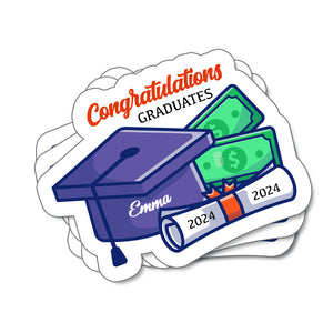 Congratulations Graduates - Custom Name And Year - Personalized Sticker, Gift For Graduation