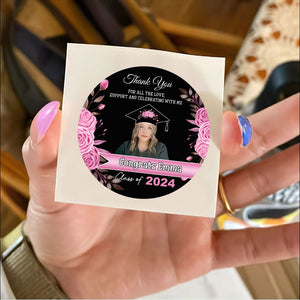 Thank You Congrats Class Of 2024, Custom Color,  Your Photo And Name Temporary Circle Tattoo, Personalized Photo And Name, Fake Tattoo, Graduation Gift