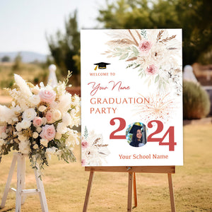 Graduation Party 2024 Custom Party Welcome Sign - Custom Photo Grad Party Sign - Personalized Graduation Decoration - Graduation Sign