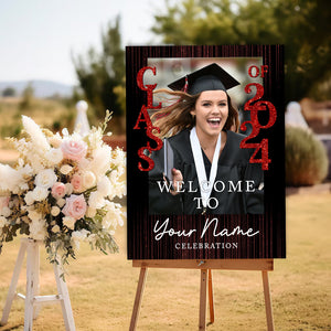 Welcome To Party Class Of 2024 Custom Party Welcome Sign - Custom Photo Grad Party Sign - Personalized Graduation Decoration - Graduation Sign