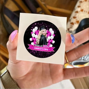 Congrats Class Of 2024, Custom Color,  Your Photo And Name Temporary Circle Tattoo, Personalized Photo And Name, Fake Tattoo, Graduation Gift