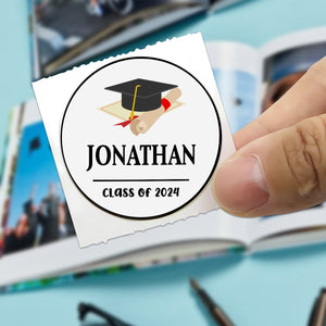 Graduation Envelope Seals, Thank You Stickers - Custom Text - Personalized Circle Sticker, Gift For Graduation