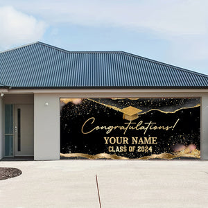 Congratulations Class Of 2024 - Personalized Your Name Single Garage, Garage Door Banner Covers - Banner Decorations