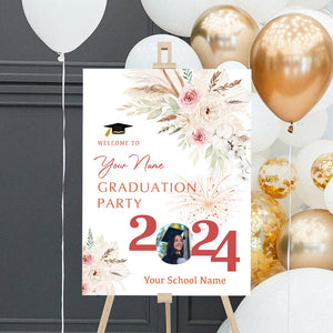 Graduation Party 2024 Custom Party Welcome Sign - Custom Photo Grad Party Sign - Personalized Graduation Decoration - Graduation Sign