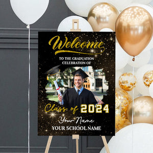 Welcome Class Of 2024 Custom Party Welcome Sign - Custom Photo Grad Party Sign - Personalized Graduation Decoration - Graduation Sign