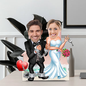 Wedding Couple, Custom Face Photo Funny Gift, Personalized Acrylic Wiggle Stand