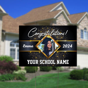 Congratulations, Custom School Name, Your Name, Year And Photo, Personalized Lawn Sign, Yard Sign, Gift For Graduation