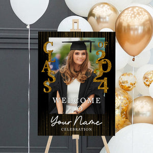 Welcome To Party Class Of 2024 Custom Party Welcome Sign - Custom Photo Grad Party Sign - Personalized Graduation Decoration - Graduation Sign