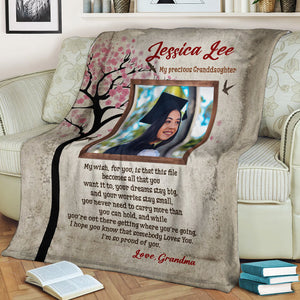 My Precious I'm So Proud Of You, Personalized Photo And Texts - Personalized Fleece Blanket, Graduation Gift