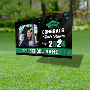 Congrats Class Of 2024, Custom School Name, Your Name And Photo, Personalized Lawn Sign, Yard Sign, Gift For Graduation