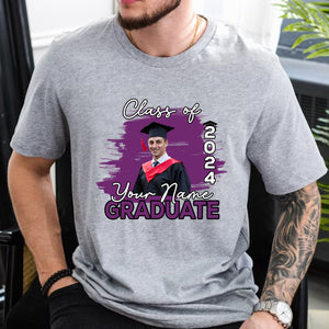 Class Of 2024 Graduate, Custom Photo And Name - Gift For Graduation - Personalized T-Shirt