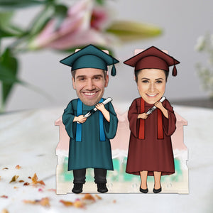 Graduate Couple, Custom Face Photo Funny Gift, Personalized Acrylic Wiggle Stand