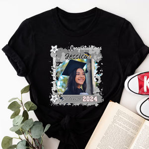 Congratulations Class Of 2024, Custom Color, Photo And Texts - Gift For Graduation - Personalized T-Shirt