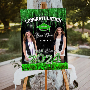 Congratulation Class Of 2024 Queen Custom Party Welcome Sign - Custom Photos And Texts Grad Party Sign - Personalized Graduation Decoration - Graduation Sign