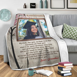 My Precious I'm So Proud Of You, Personalized Photo And Texts - Personalized Fleece Blanket, Graduation Gift