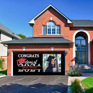 Congrats Class Of 2024 - Personalized Photo And Your Name Single Garage, Garage Door Banner Covers - Banner Decorations