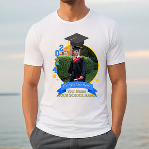 2024 Congratulations, Custom Circle Photo And Texts - Gift For Graduation - Personalized T-Shirt