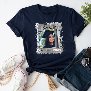 Congratulations Class Of 2024, Custom Color, Photo And Texts - Gift For Graduation - Personalized T-Shirt