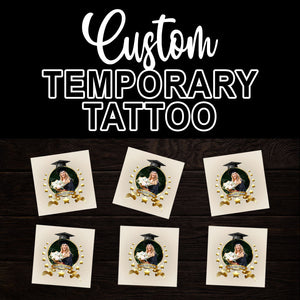 Congrats Grad Custom Color And Name Temporary Tattoo, Personalized Grad Party Tattoo, Fake Tattoo, Graduation Gift