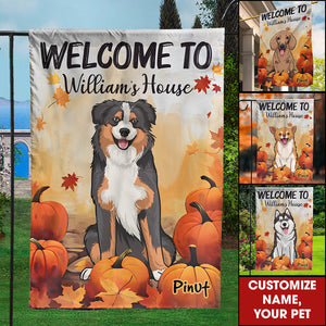 Garden Flag, House Flag Welcome Halloween - Personalized Dog & Name Flag - Gift For Pet Lovers