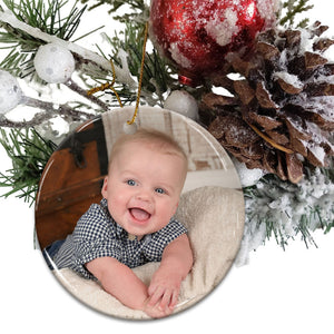 Baby First Xmas, My First Christmas - Custom Photo And Name- Personalized 2 Sides Ceramic Ornament - Gift For Family, Christmas Gift