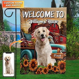 Welcome To My House, My Garden - Personalized Pet Photo & Name Flag - Gift For Pet Lovers