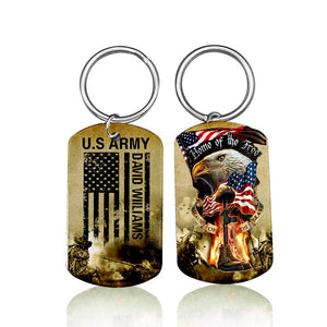 U.S Army - Personalized Home Of The Free Veteran Keychains - Gift For Veterans