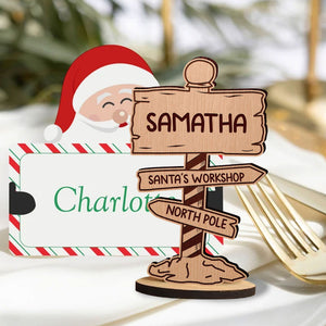 Custom 3 Titles, Personalised Wooden Place Names - Christmas Gift For Family - Standing Table Decoration