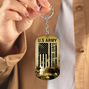 U.S Army - Personalized Home Of The Free Veteran Keychains - Gift For Veterans