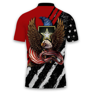 Personalized Eagle US Flag Army Veteran Polo Shirt, Gift For Veterans