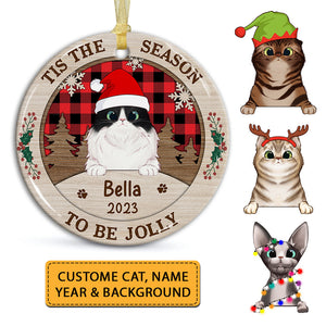 Tis The Season To Be Jolly - Personalized Christmas Ceramic Ornament - Gift For Pet Lover