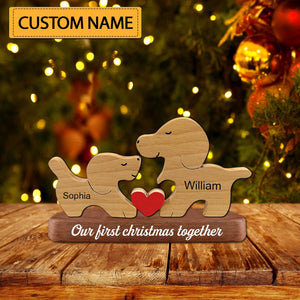 Man, Woman Couple Gift, Personalized Puppies Puzzle Wooden - Wooden Pet Carvings - Gift For Family