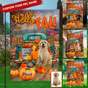 Personalized Welcome Garden Flag, Happy Fall Y'all Thankgivings with Custom Name