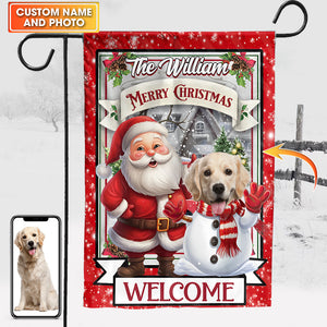 Welcome Merry Christmas Flag - Custom Photo Flag - Christmas Gift, Gift For Pet Lover