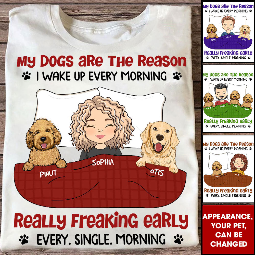 Personalized Pet Shirt - The Reason I Wake Up - Custom Appearance And Text - Personalized T-Shirt - Gift For Pet Lover