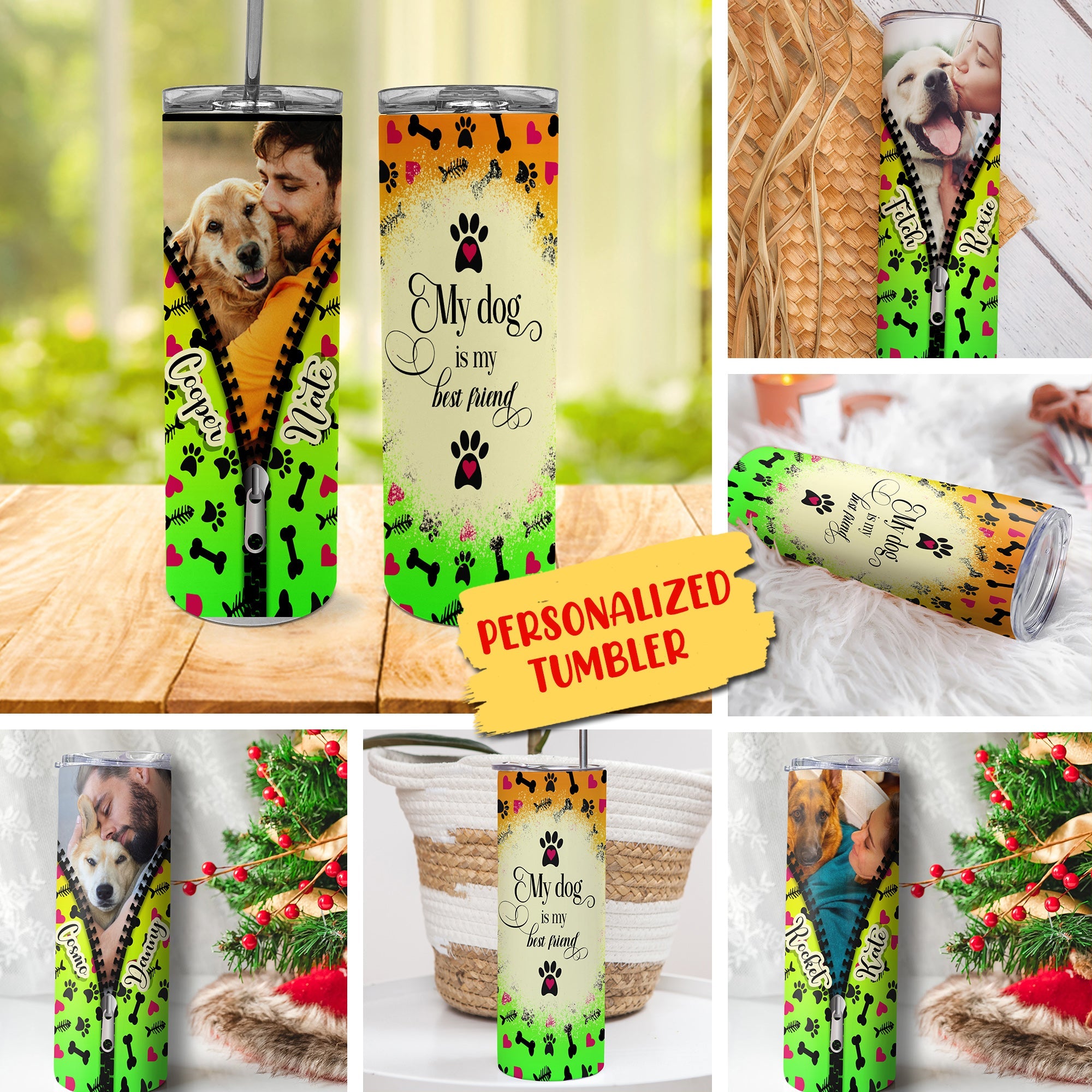 Dog Lover Skinny Tumbler With Custom Photo, My Dog Is My Best Friend