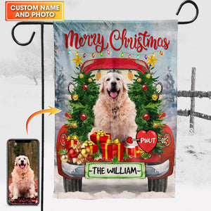 Merry Christmas  Pet Photo And Name  - Personalized Flag - Christmas Gift, Gift For Pet Lovers