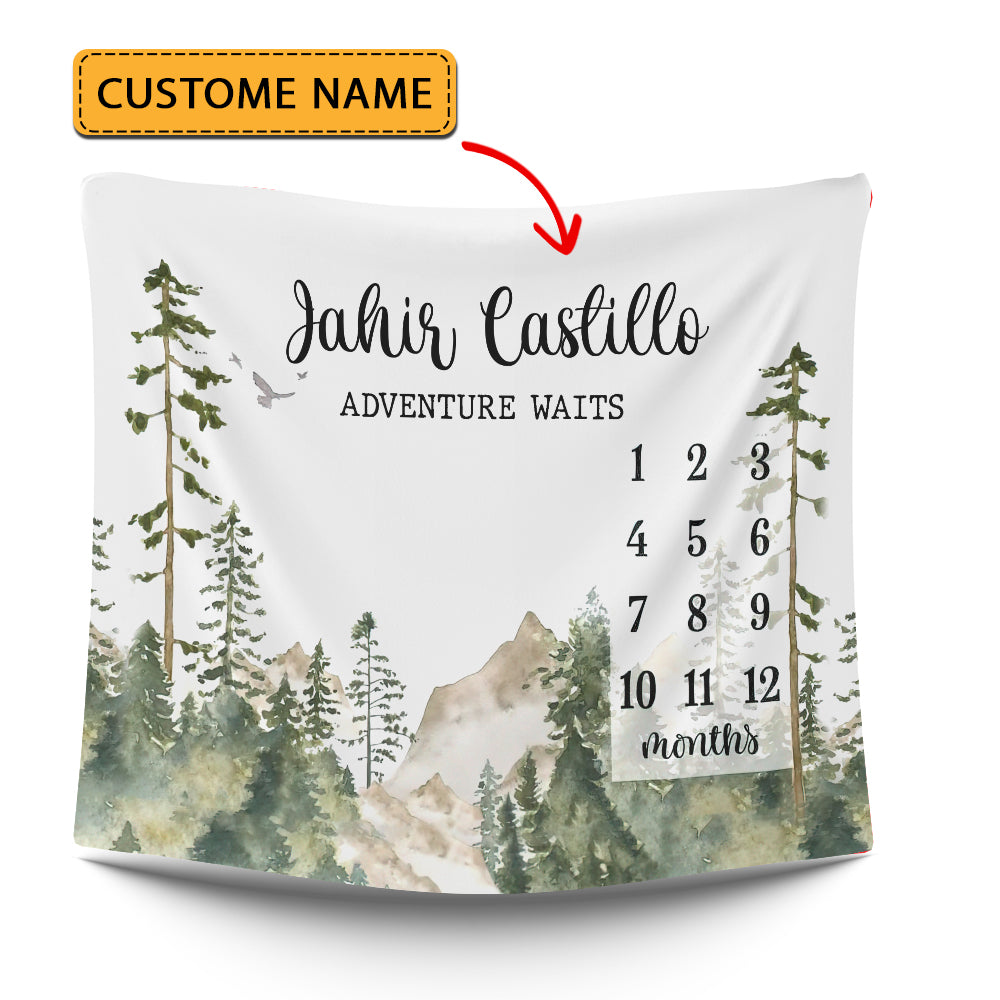 Adventure Waits - Custom Name - Personalized Fleece Blanket - Gift For Family