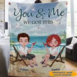 You & Me We Got This  - Custom Name And Appearance - Personalized Fleece Blanket - Gift For Couple, Family