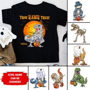 Trick Rawr Treat - Custom Character & Name - Personalized T-Shirt - Halloween Family Gift