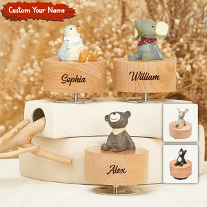 Custom Animal Music Box for Kids, Personalized Handcrafted Wooden Musical Toy, Thoughtful Baby Shower for Children, Cherished Christmas Keepsake, Gift For Family