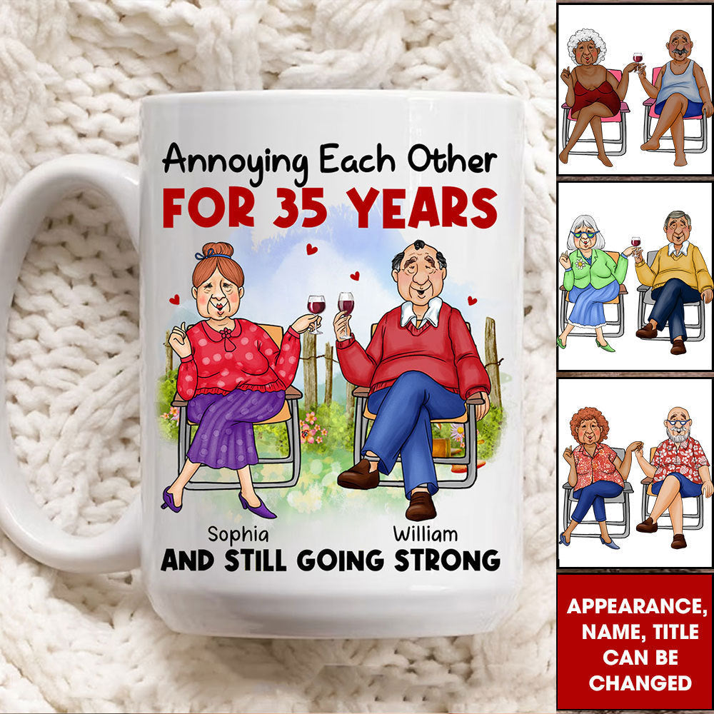 Anniversary Gift For Husband Wife Couple, Annoying Each Other Since - Custom Appearance And Text, Personalized White Mug, Gift For Couple, Family Gift