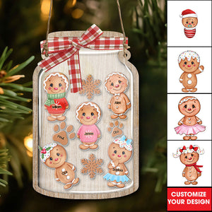 Custom Gingerbread Family Reward Jar - Personalized Jar Layered Ornament - Gift For Family, Christmas Gift