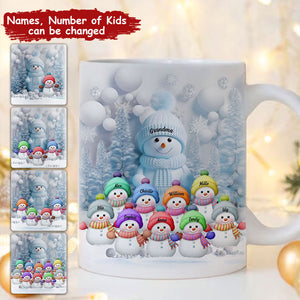 Snow Man Family Mug - Custom Name, Personalized White Mug, Gift For Family, Christmas Gift