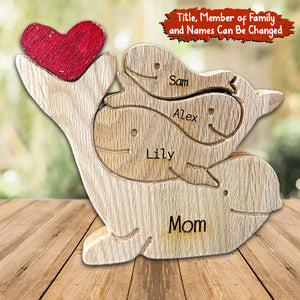 Personalized Wooden Dolphin Family - Puzzle Wooden Dolphin Family - Wooden Pet Carvings